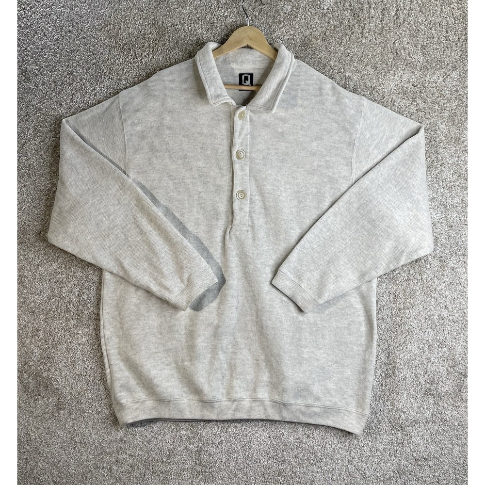 Vintage Quiksilver Pullover Collared Gray Sweater Large Made USA‎